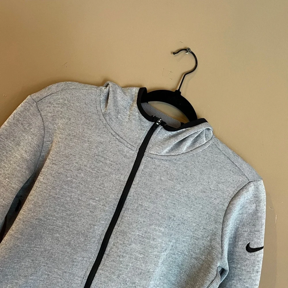 Nike Dri-FIT Womens Full Zip Hoodie Gray Heathered Scuba Neck Jacket M